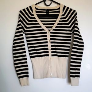 Mango black and cream Striped stretch Cardigan